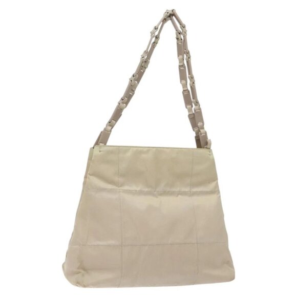 PRADA Chain Tote Bag Nylon White Silver Auth mr1398 - Picture 1 of 16